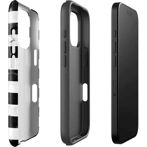 Black and White Striped Marble iPhone 16 Pro Impact Case